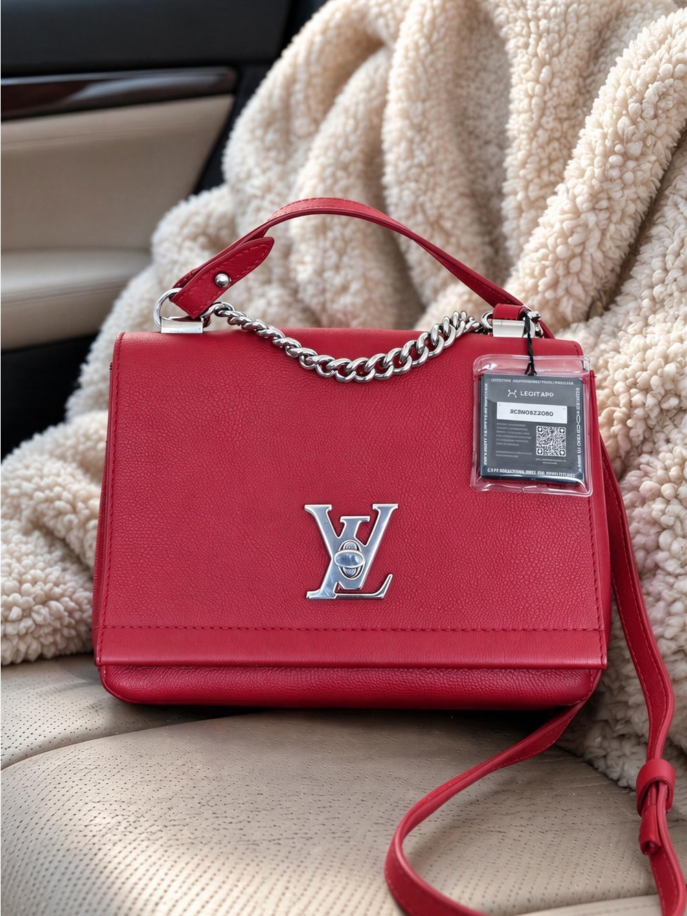 Louis Vuitton Lock Me Leather Convertible Top Handle Bag
